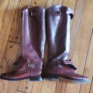 Brown leather Chanel boots